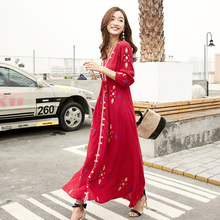 棉麻孕妇长裙潮妈 时尚 哺乳连衣裙中长款 夏季2019新款 韩版 孕妇秋装