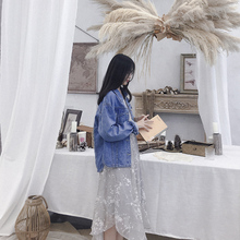小镇姗姗 身骑白马 牛仔外套女2018春秋女装新款显瘦长袖上衣服潮图片