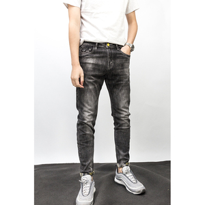 2019春季新品男士休闲修身弹力小脚牛仔裤青年时尚速觉高点九平道