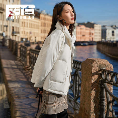 【前100件259元】对白白鸭绒短款羽绒服女2018新款韩版保暖外套冬商品大图