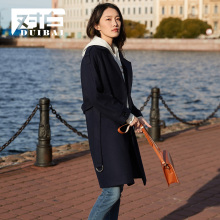【8折上新价327.9元 补贴82】对白加厚毛呢外套女双排扣呢子大衣图片