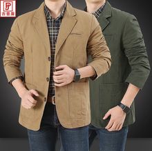 夹克外套中年宽松大码 胖子西装 纯棉西装 吉普盾春秋季休闲西服男装