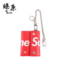 Supreme x Louis Vuitton LV Rivets Chain 红色链条三折叠钱包