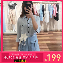 迪豪欧时力宝2019新款夏装假两件衬衫腰带连体裤女短裤1ZY2060440