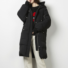 唐狮2018冬装新款羽绒服 女款时尚宽松净色连帽中长款羽绒服外套Z图片