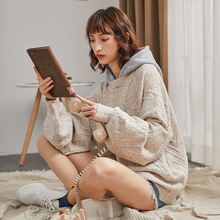 唐狮2018秋冬宽松女毛衣连帽网红慵懒风毛线衣外套学生百搭11.30图片