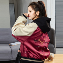 唐狮2018春装新款外套女学生撞色刺绣短款夹克棒球服港味复古chic图片