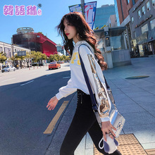 韩语琳秋冬新款个性针织卫衣2018女装韩版连帽套头宽松长袖女上衣图片