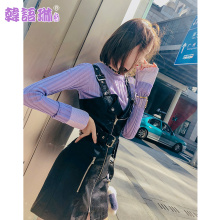 韩语琳秋冬新款2018女装裙子韩版高腰修身连衣裙皮裙背带裙A字裙图片