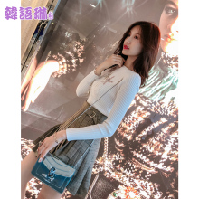 韩语琳针织衫2018秋冬新款女装韩版个性修身长袖毛衣白色套头上衣图片