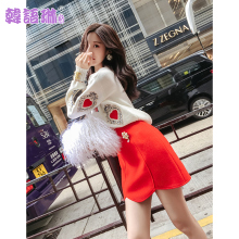 韩语琳2018秋冬新款女装裙子韩版气质高腰半身裙显瘦修身毛呢短裙图片