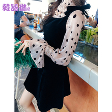 韩语琳波点打底衫女2019春夏新款韩版宽松内搭小衫喇叭袖雪纺上衣