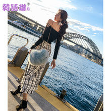 韩语琳女装新款裙子2018秋季韩版高腰半身裙不规则显瘦长裙大摆裙图片