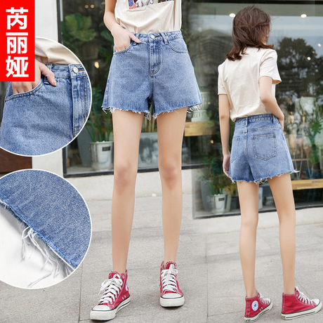 芮丽娅牛仔短裤女韩版夏季2018新款chic高腰宽松阔腿显瘦学生热裤商品大图
