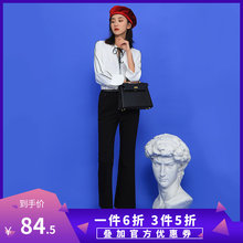 九分裤 高腰弹力微喇叭裤 修身 女显瘦薄款 新款 阔腿裤 朵以2019秋装