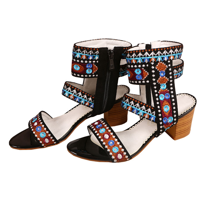 两人故事原创设计女装文艺复古民族风女鞋高帮