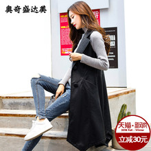 2018春秋新款女装皮马甲女中长款黑色PU韩版显瘦无袖背心外套图片