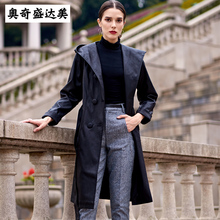 长款皮衣女外套2018秋冬女装新款韩版黑色连帽PU中长款皮风衣图片
