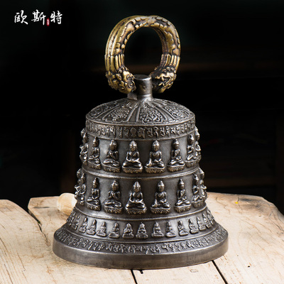 寺庙金刚铃密宗法器尼泊尔手工纯铜八吉祥惊鸟铃佛堂挂饰风铃挂钟