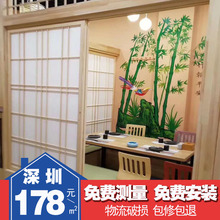 定制日式格子推拉门榻榻米门窗卧室客厅料理店隔断折叠门厂家直销