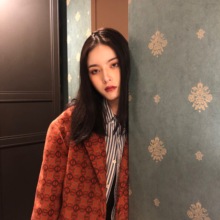 2019春橘红毛呢外套女短款无领宽松韩版复古百搭格纹羊毛呢西装