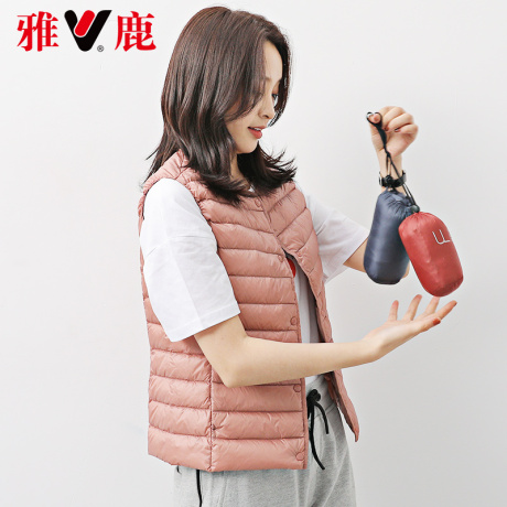 yaloo/雅鹿2018秋冬轻薄简约时尚马甲女士内搭修身短款羽绒马甲商品大图