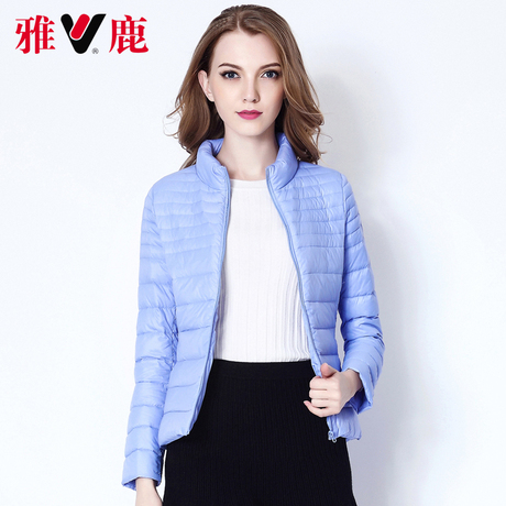 yaloo/雅鹿羽绒服女短款 韩版轻型立领女装潮 轻薄款修身保暖外套商品大图