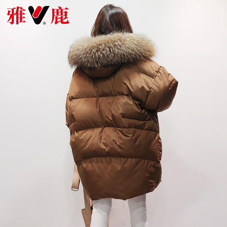 yaloo/雅鹿羽绒服女中长款 韩国2017新款韩版宽松加厚潮商品大图