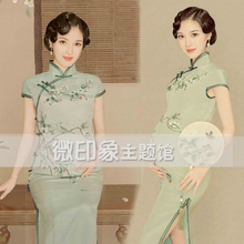 孕妇写真拍摄影楼水墨工笔画中国风艺术样片旗袍服装 8222展会新款