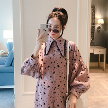 2019春季新品孕妇连衣裙韩版宽松减龄星星上衣裙孕妇灯芯绒连衣裙