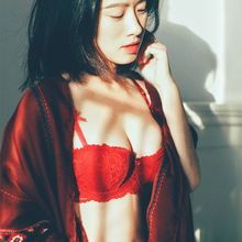 文胸套装 2016性感红色本命年蕾丝薄棉半杯托胸聚拢内衣 花妃心物