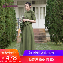 中长款 连衣裙 文艺纯色手工钩花纯棉中袖 生活在左2018夏季新品