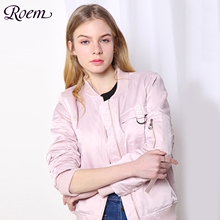 Roem冬季新款韩版轻薄短款女装纯色棉衣时尚飞行员夹克RCJP78901B图片