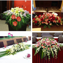 商务会议桌花演讲台花上海广州深圳北京全国假花仿真绢花签到鲜花