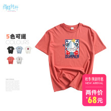 阁楼花开百搭chic圆领印花上衣夏装新款2018短袖女bf韩范宽松显瘦图片
