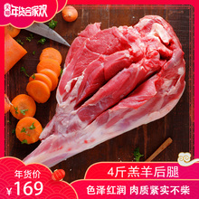 小尾羊 羊后腿4斤内蒙古羔羊肉新鲜清真牛羊肉烧烤食材烤羊腿包邮