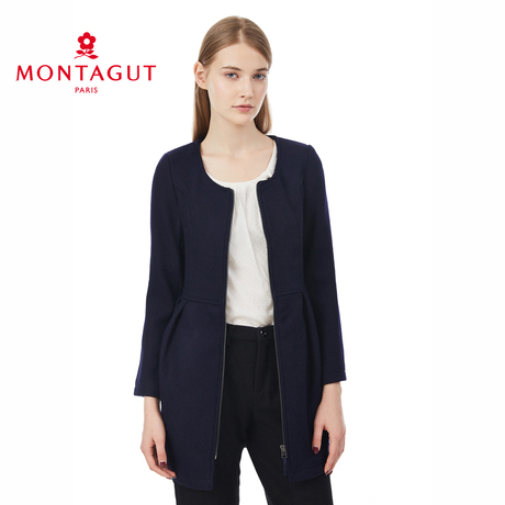 Montagut/梦特娇毛呢大衣 羊毛呢中长款娃娃装毛呢外套 女装秋冬商品大图