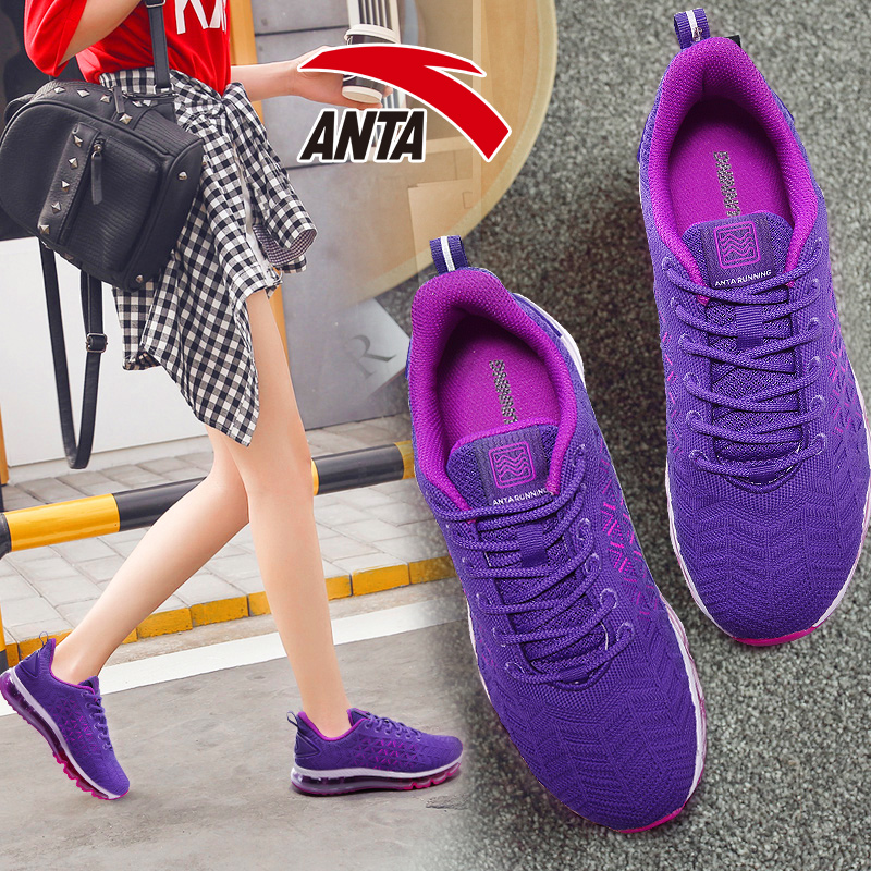 ANTA Women's Shoes Air Cushioned Shoes Mesh Sports Shoes 2019 Autumn/Winter Authentic Mesh Shoes Breathable Casual Student Running Shoes