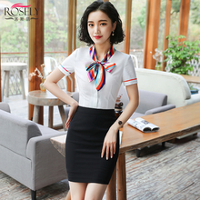 职业装女装套裙短袖衬衫套装2018夏新款时尚气质前台美容院工作服图片