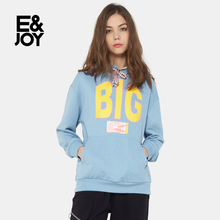 艾格E＆joy2018个性卡通字母印花连帽套头长袖卫衣女M093图片