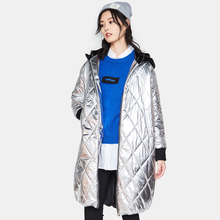 艾格E＆Joy冬装时尚银色连帽棉服女M233图片