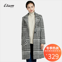 艾格 Etam  冬款新品时尚宽松中长款翻领毛呢大衣  K355图片