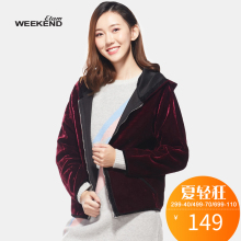 Etam/艾格艾格 WeeKend 2018 春款时尚丝绒连帽外套K023图片