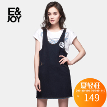 艾格 E＆joy 夏季时尚休闲时尚宽松背带牛仔半身裙女S105图片