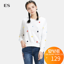 艾格ES2018女款百搭时尚圆领彩色毛球装饰时尚休闲卫衣S080图片