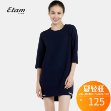 艾格 Etam  时尚宽松潮流圆领宽松五分袖连衣裙短裙 K284图片