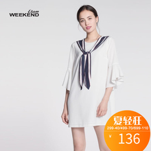 艾格 Weekend  春季新款时尚圆领纯色系带拼接连衣裙S792图片