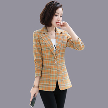 新款 chic小西装 格子外套女西服春秋季复古修身 韩版 2019秋装 短外套