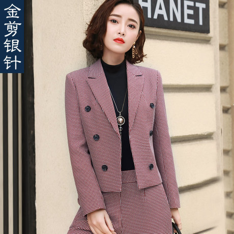 2018秋季女装短款小西装外套女春秋韩版时尚休闲小香风西服女套装商品大图