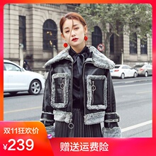 冷系女装港味chic羊羔毛ins外套女冬2018新款短款皮毛一体羊羔绒图片